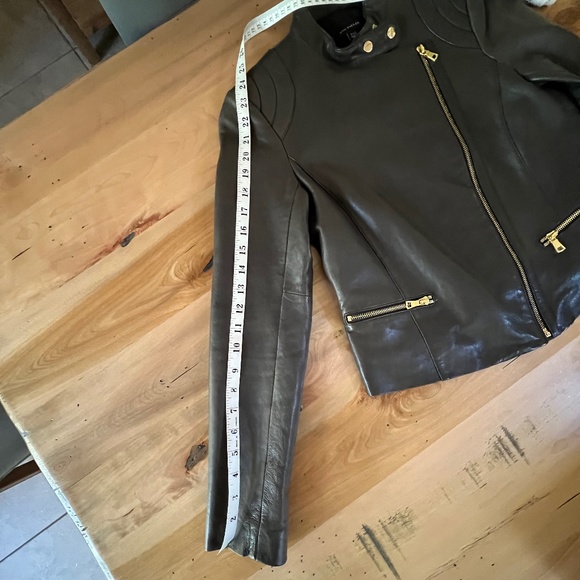 Ann Taylor 100% Genuine Leather Gray Moto Jacket buttery real leather - Picture 8 of 16